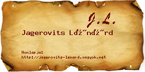 Jagerovits Lénárd névjegykártya